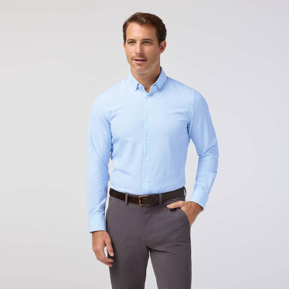 NEW MIZZEN + MAIN leeward dress shirt in cloud blue micro dot